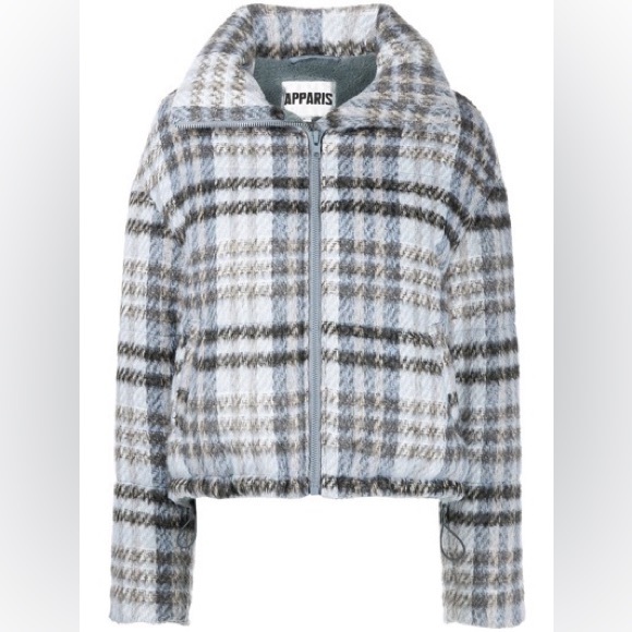 Apparis Josh Plaid Faux Wool Puffer in Cloud Plaid size M NWT - Picture 3 of 12